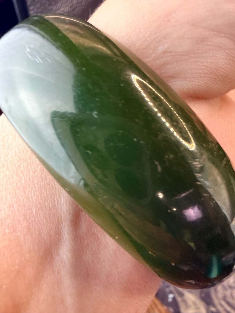 Vintage Dark Green Bakelite Wide Bangle Bracelet